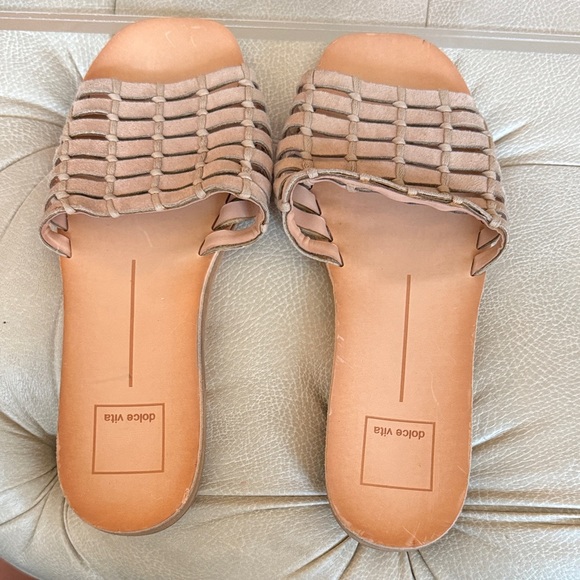 Dolce Vita Woven Beige Sandals - Picture 1 of 6